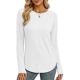 YUCOLEN Womens Tunic Tops Long Sleeve Shirts to Wear with Leggings Loose Fit Crewneck Curved Hem Basic Casual