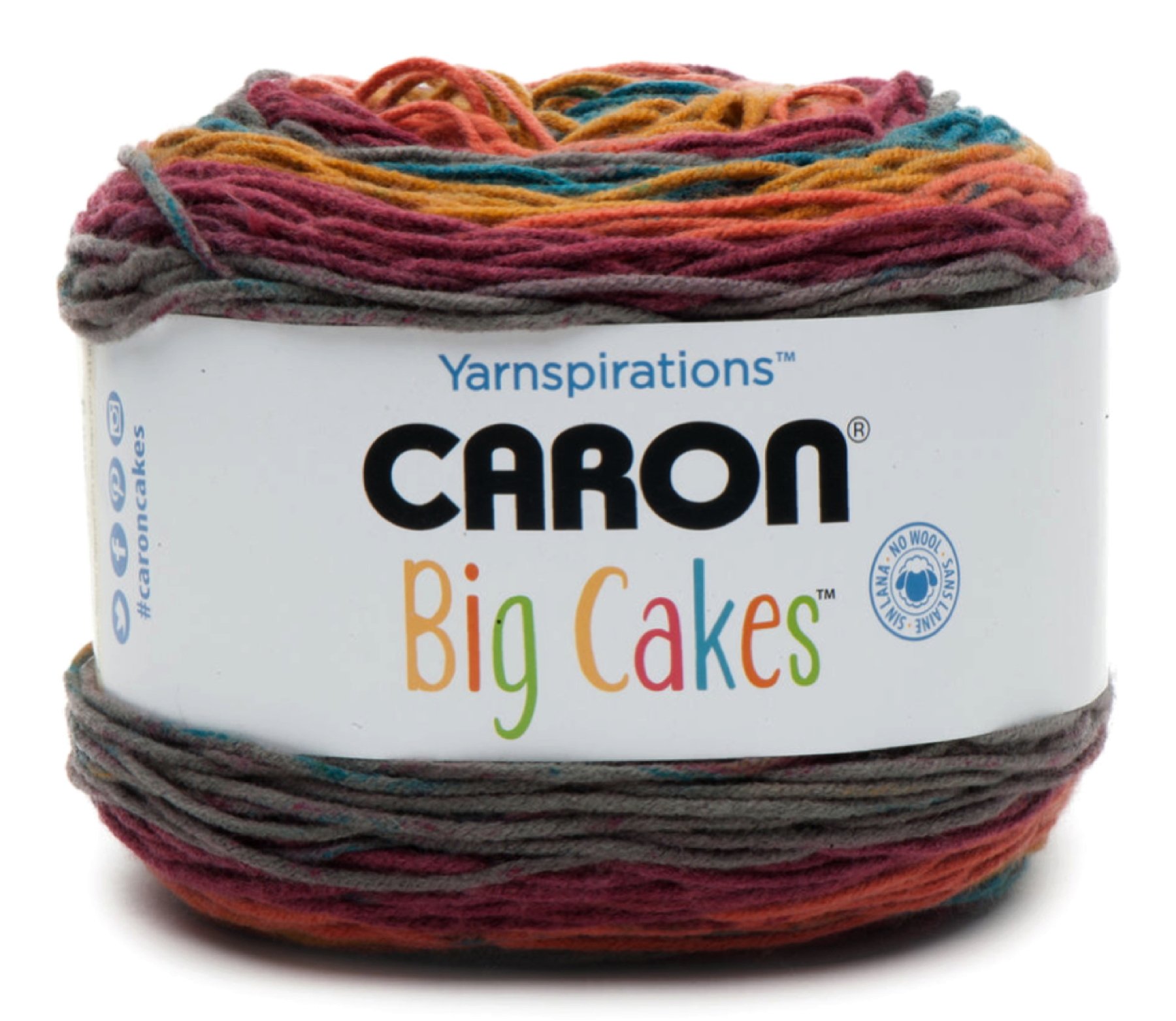 Caron Big Cakes Self Striping Yarn ~ 603 yd/551 m