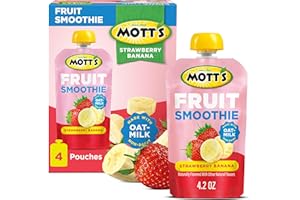 MOTT'S Mott’s Fruit Smoothies Strawberry Banana, 4.2 oz clear pouches, 4 Pack, Non-dairy, Made With Oatmilk, Made With Real Fruit, Good Source of Calcium, On-the-Go
