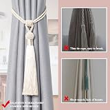 Pretty Jolly 2 Pack Tassel Curtain Tiebacks Beige Rope Knot Drape Holdbacks view 3