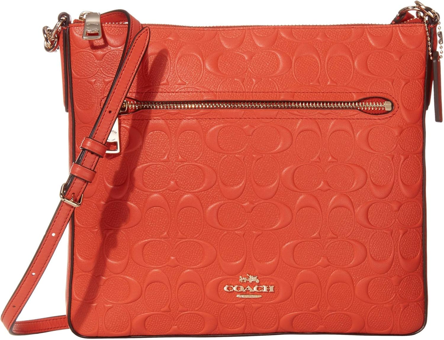COACH Signature Gazette Crossbody Deep Coral One Size Handbags