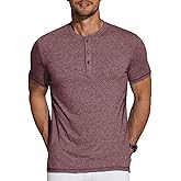 COOFANDY Men's Henley Shirts Short Sleeve Casual Basic Tee Summer Button Henley Soild T Shirts