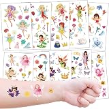 Kaderas 10 Sheets Glitter Fairy Temporary Tattoos Kids Girls Party Favors view 1