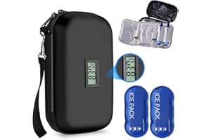 Gloinsu 24h Insulin Cooler Travel Case TSA Approved - Medication Diabetic Cooler with Thermometer Temperature Display | Refrigerated Medicine Organizer Bag with 2 Ice Packs for Travel