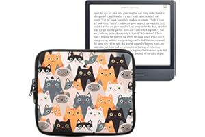 kwmobile Neoprene e-Reader Pouch Size 6,8-7" eReader - Universal eBook Sleeve Case with Zipper, Wrist Strap - Orange/Black/White