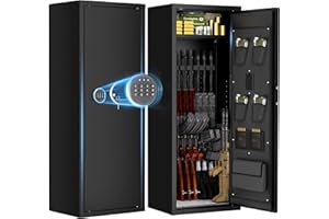 INTERGREAT 12-15 Gun Safe, Long Gun Safe for Rifle and Pistols, Large Gun Cabinet Safe with Removable Gun Racks, Digital Gun Cabinet with Multifunction Lock, 4 Pistol Pockets