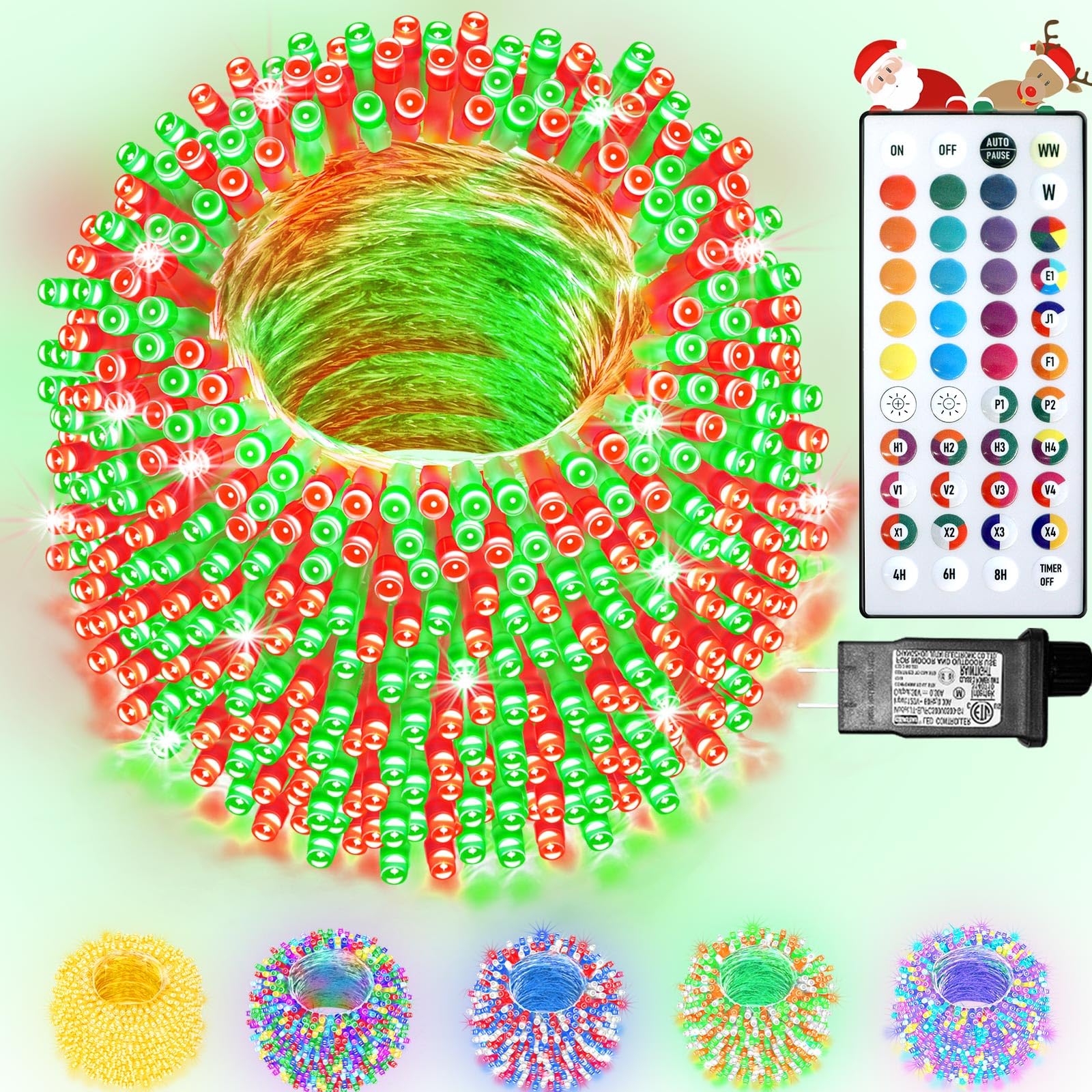 Photo 1 of 164FT 500LED Christmas Lights Color Changing, 35 Colors String Lights with Remote Timer, Waterproof Twinkle Fairy Light Clear Wire for Bedroom Indoor Outdoor Holiday Wedding Party Xmas Tree