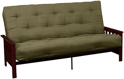 Berkeley 8 Inch Loft Inner Spring Futon Sofa Sleeper Bed Queen Size Mahogany Arm Finish Microfiber Suede Olive Green Upholstery Berkeley 8 Inch Loft Inner Spring Futon Sofa Sleeper Bed Queen Size Mahogany Arm Finish Microfiber Suede Olive Green Upholstery