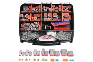 MUYI 371PCS DT Connector Kits, 2/3/4/6/8/12 Pin Connectors for 20 18 16 14AWG Cable Harness, Included Size 16 Solid Barrel Contacts, Wire Crimper, Wire Strippers and Pin Socket Removal Tool