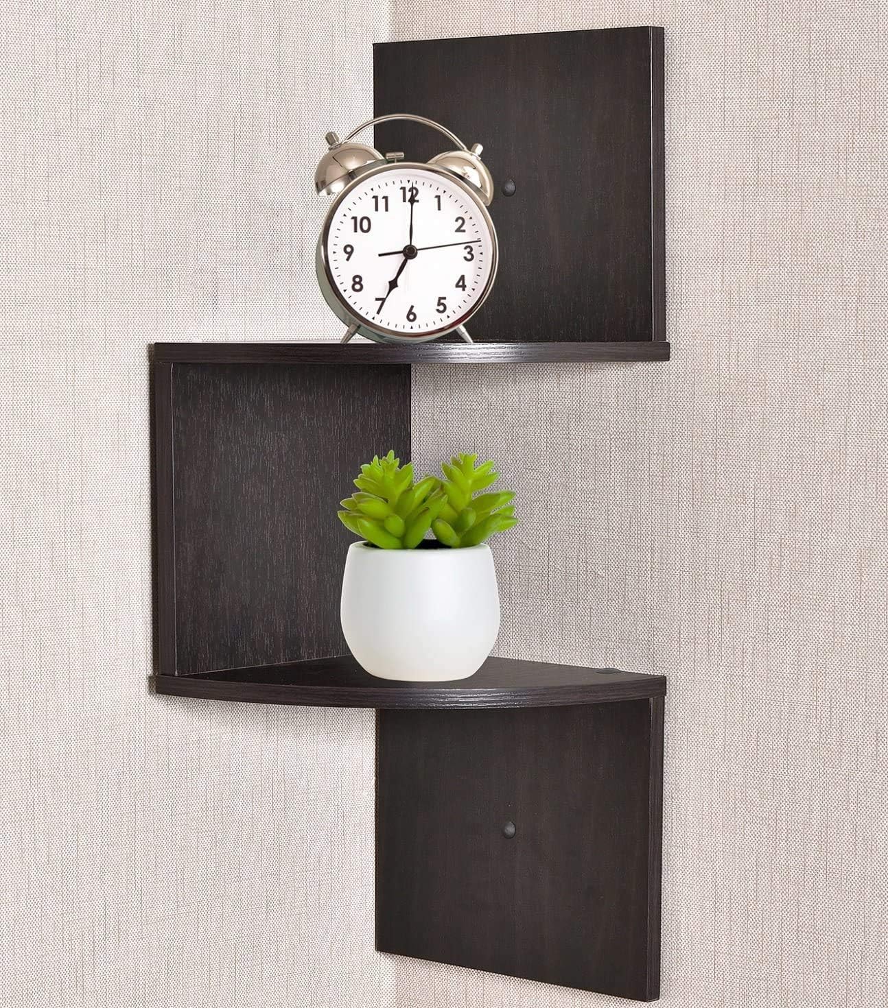 Aart Store Wall Decor Zigzag 2 Tier Corner Floating Shelves for Living Room & Office