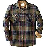 Dubinik® Mens Flannel Shirt Long Sleeve Button Down Plaid All Cotton Soft Brushed Flannel Shirt for Men Utility Casual Shirt
