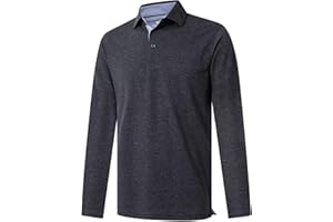 VEBOON Men's Polo Shirts Long and Short Sleeve Cotton Blend Heather Moisture Wicking Casual Collared Shirts