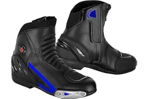 SAGA MOTO Waterproof Motorcycle Boots for Men CE Certified (EN 13634) – Genuine Leather Riding Shoes with YKK Zipper, Anti-Slip Sole