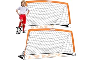 KUNUP Kids Soccer Goals for Backyard, 5×3, 6×4, 9×5FT 2 Pieces Easy Foldable Soccer Practice Net with Portable Carrying Bag for Toddler Youth Adult Soccer Training Equipment Outdoor Sports Game