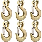 JAPCHET 6 Pack 3/8 Inch Clevis Slip Hook, Heavy Duty Safety Hook with Latch, G70 Forged Steel Tow Chain Clevis Hook Tow Chain