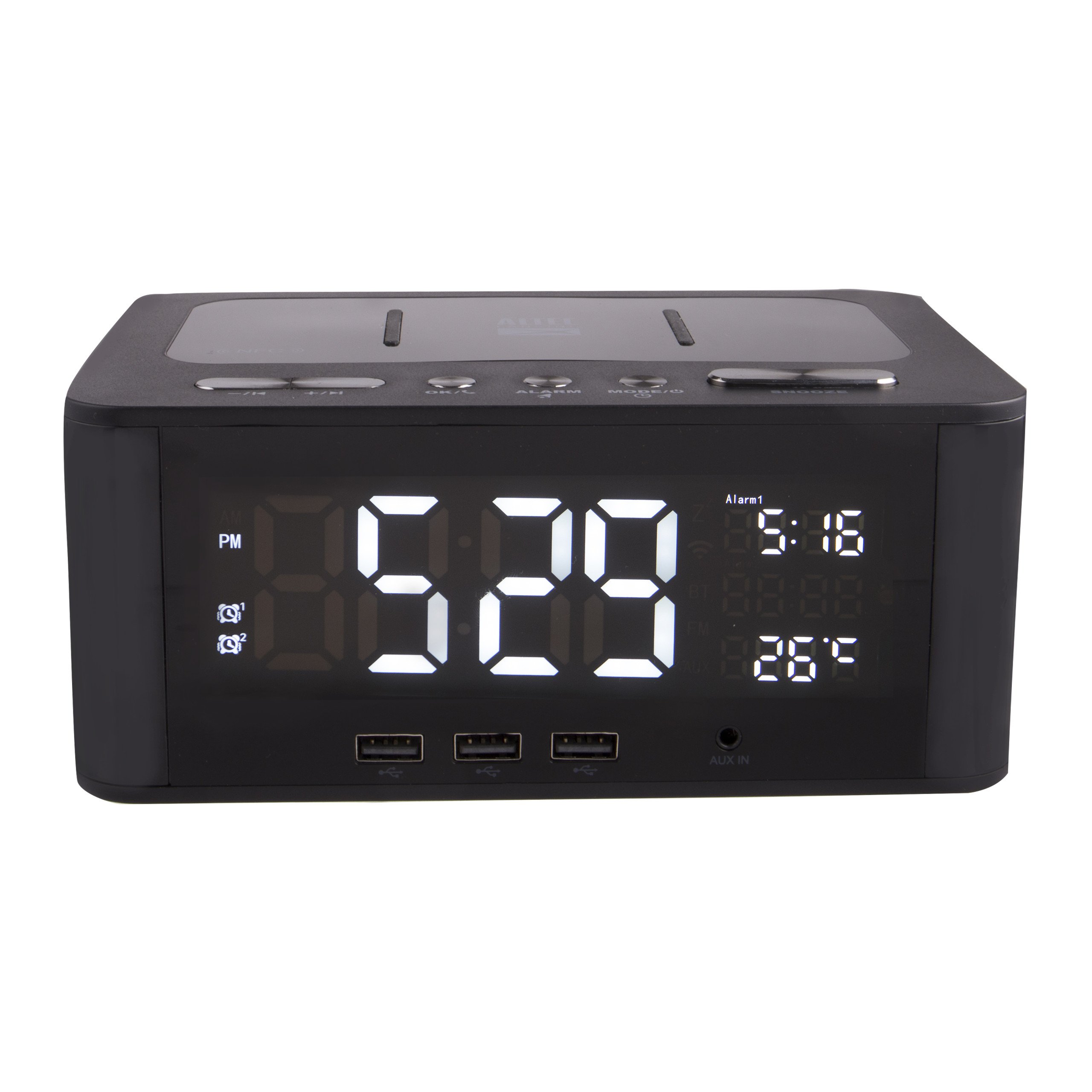 altec lansing wireless charging bluetooth dual alarm clock