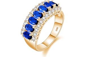 Uloveido Beautiful Women's 7 Stones Wedding Band Oval Cubic Zirconia Engagement Anniversary Rings J501