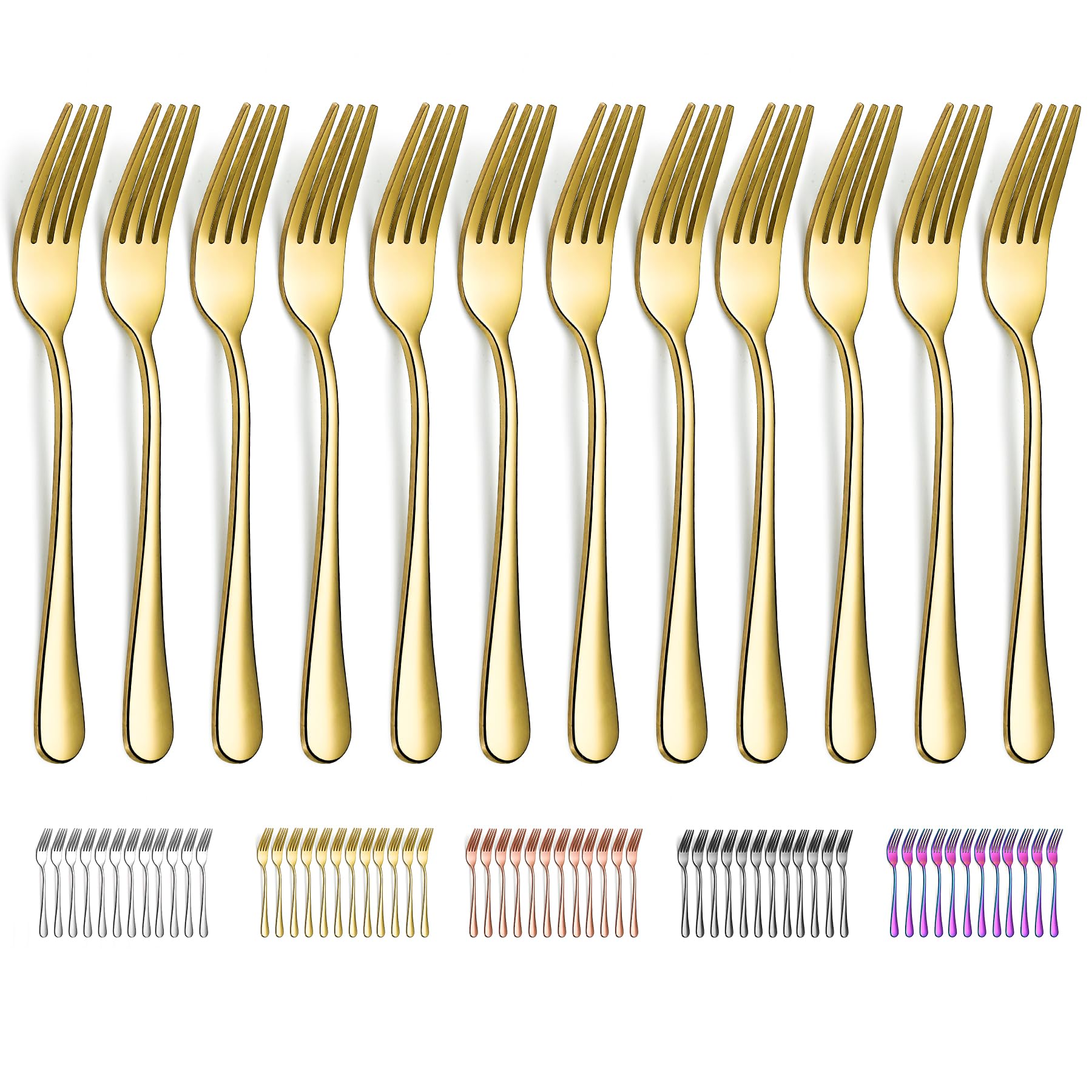 Evanda Gold Dinner Fork 12 Pieces 20.5cm, Gold Titanium Plating Stainless Steel Table Forks for Wedding and Parties, Easy to Clean, Dishwasher Safe (EV.1010DF.G12) — image 1