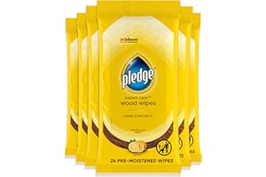 Pledge Expert Care Enhancing Wood Wipes, Lemon Scent, 24 Count (Pack of 6, 144 Total Wipes)
