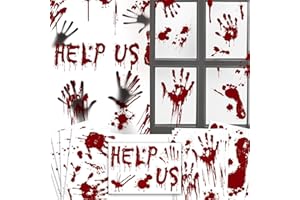 YOTNUS Halloween Window-Clings-Decorations Bloody-Handprint-Footprint Stickers, Scary Halloween Party Indoor/Outdoor Decoration, for Windows, Car - 12 Sheets
