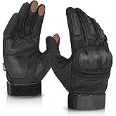 KUMGIM Tactical Gloves for Men and Women, Motorcycle Gloves Black Touchscreen with Hard Shell for Airsoft, Paintball, Motocross, Hunting, Shooting, Camping, ATV Riding, Outdoor Sports, Work