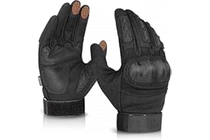 KUMGIM Tactical Gloves for Men and Women, Motorcycle Gloves Black Touchscreen with Hard Shell for Airsoft, Paintball, Motocross, Hunting, Shooting, Camping, ATV Riding, Outdoor Sports, Work
