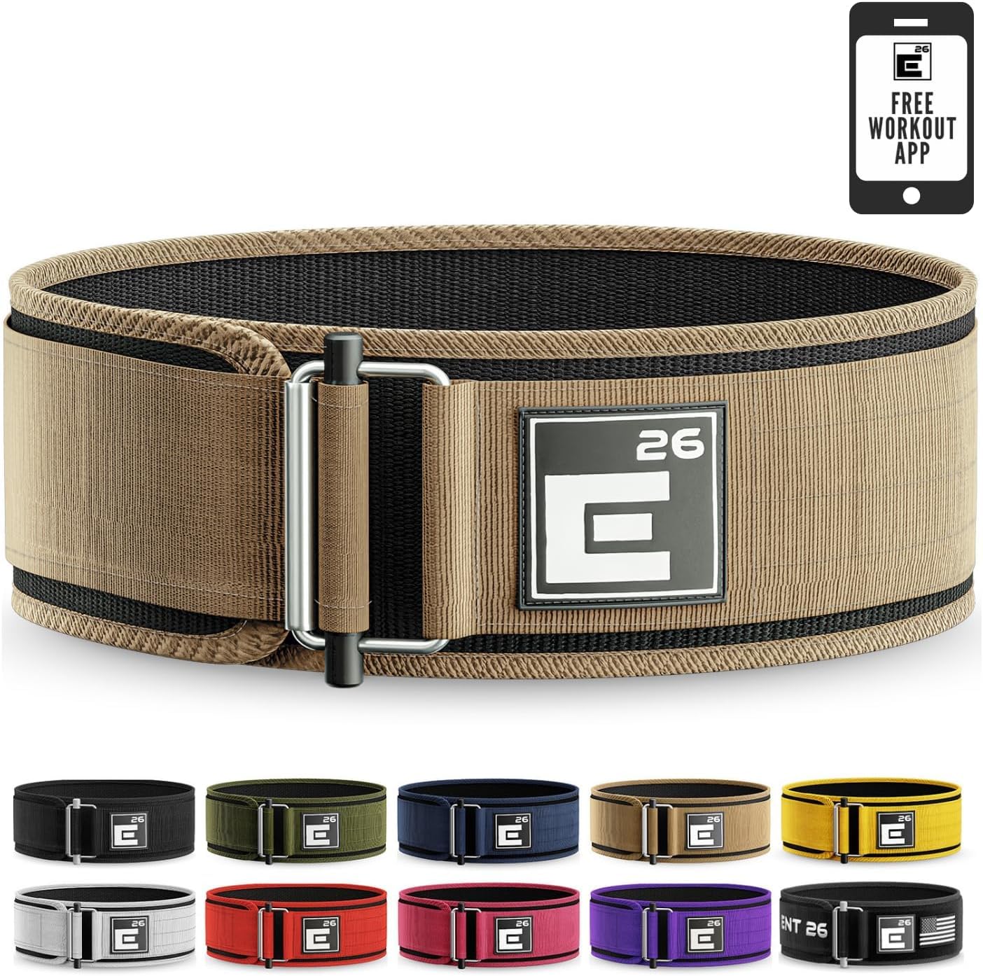 Self-Locking Weight Lifting Belt - Premium Weightlifting Belt for Serious Functional Fitness, Weight Lifting, and Olympic Lifting Athletes - Lifting Belt for Men and Women (Medium, Coyote Brown)