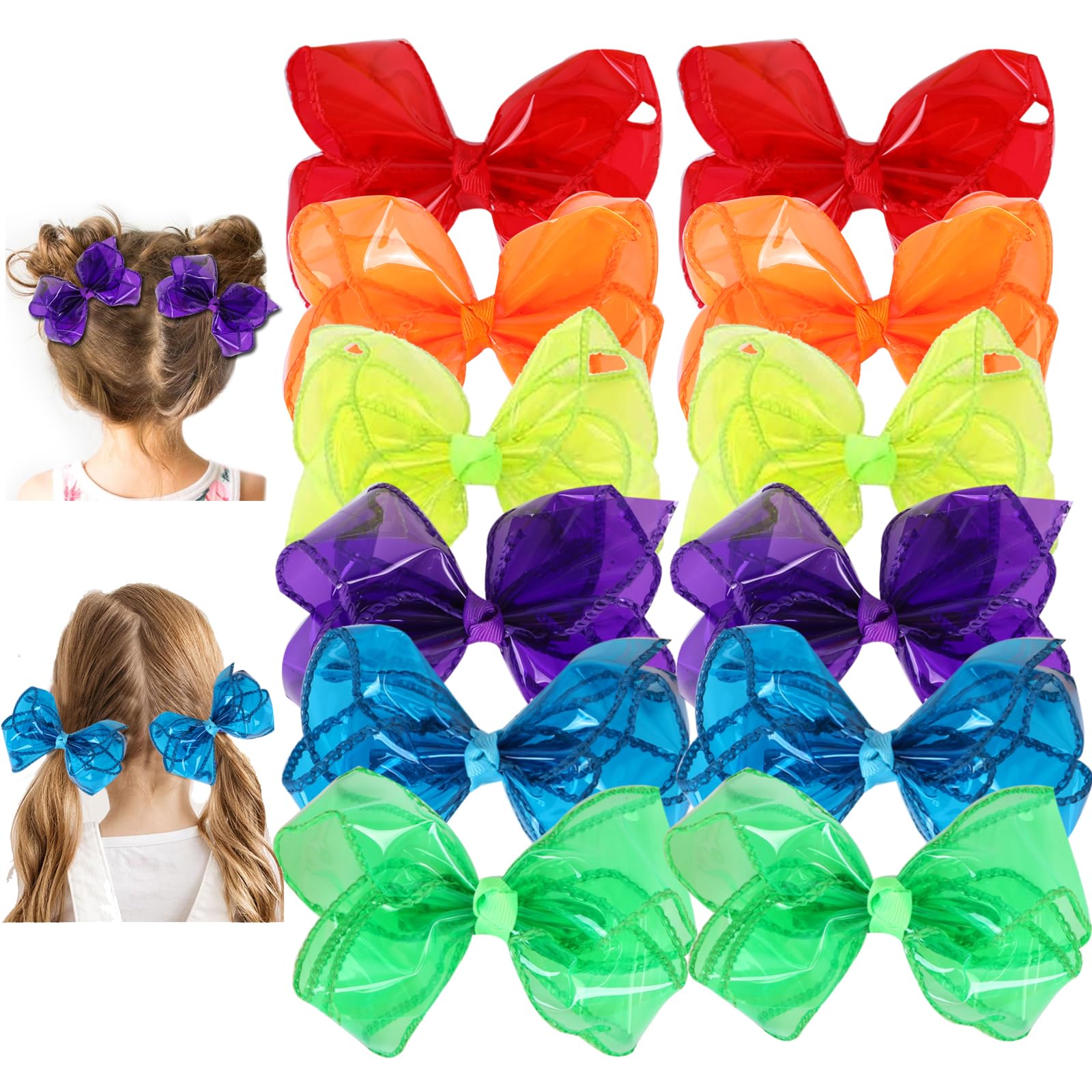 Photo 1 of Clipband 12Pcs Waterproof Jelly Hair Bows For Girls, PVC Summer Swim Pool Bow Clips Transparent Hair Accessories for Girls Toddler Infants Kids Teens Children