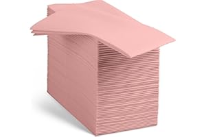 BLOOMINGOODS Linen-Feel Colored Paper Napkins - Decortive Cloth-Like Pink Dinner Napkins - Soft And Absorbent. For Kitchen, Party, Wedding, Bathroom Or Any Occasion. (Pack of 100)