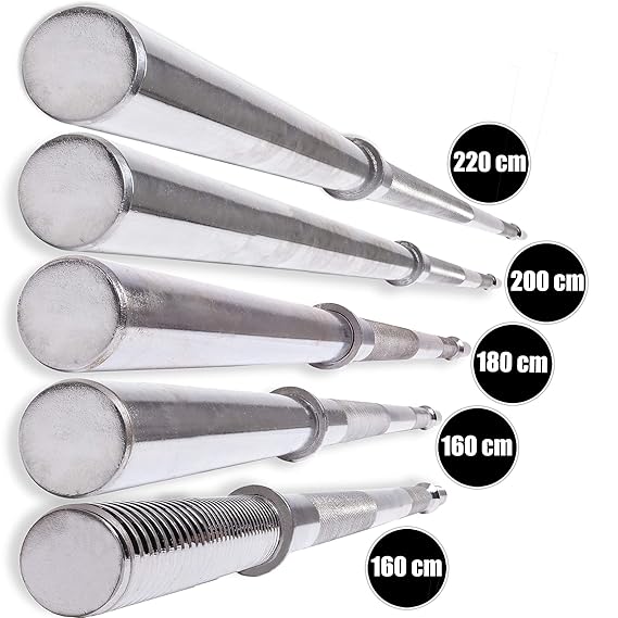 C.P. Sports Hantelstange lang 30 mm Hantelscheiben Aufnahme mit und ohne Gewinde - Länge: 160-220 cm Langhantelstange inkl. H