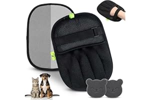 LUV-A-BULL Pet Hair Removal Glove With Secure Velcro Strap. Larger, Thicker Five-Finger Electrostatic Hand Mitt, Lint Remover, Couch, Carpet, Car Seat - Includes 2-Pack Laundry Hair Remover Balls. Cats, Dogs