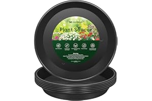 Maygrove 6 Pack Plant Saucer, 8 10 12 inch Plant Saucers for Indoor, Heavy Duty Plastic Plant Trays for pots, Grow Bags, Bird Baths, Flower Drip Trays for Indoor and Outdoor Uses (10", Black)