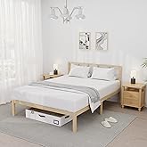 14 Inch Bamboo Bed Frame – Solid Wood Platform Bed Frame, Strong and Stable, with Non-Slip Slats for Support, No Box Spring Needed, Easy to Assemble, Noise-Free (Natural, Queen with Headboard)