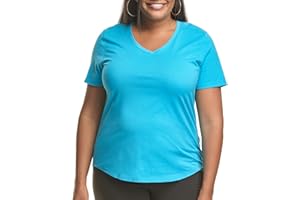 Just My Size Women's Plus-Size Short Sleeve V-Neck Tee