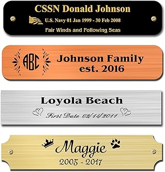 Amazon Com 0 75 H X 3 5 W Brass Nameplates Metal Plate Personalized Custom Engraved Tag Name Plaque Square Rounded Or Notched Corners Made In Usa 0 75 X 3 5 Office Products