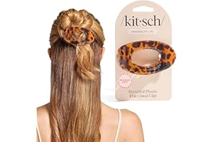 Kitsch Medium Flat Claw Clips for Women - Stylish Flat Hair Clips, Strong Hold for Thick & Fine Hair | Non-Slip for Secure, Comfortable All-Day Wear | Ideal Gifts for Women - Tortoise Design