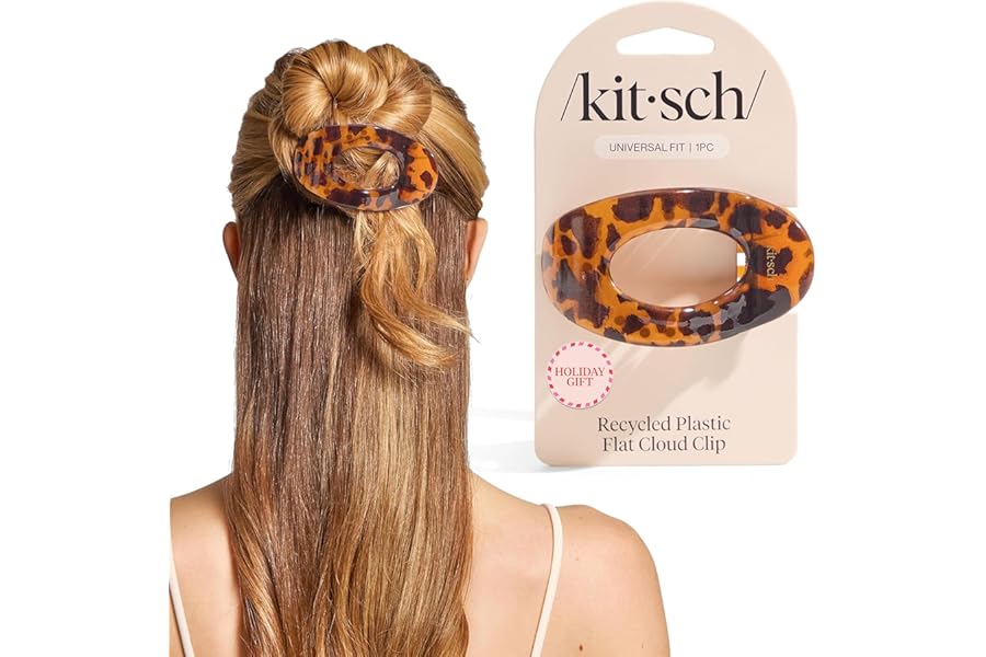 Kitsch Medium Flat Claw Clips for Women – Stylish Flat Hair Clips, Strong Hold for Thick & Fine Hair | Non-Slip for Secure, Comfortable All-Day Wear | Ideal Gifts for Women – Tortoise Design