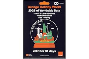 ETERNAL COMMUNICATIONS Preloaded Orange Travel Sim with 20GB of Worldwide Data + Calls & SMS. Use in Over 150 Countries (UK, Europe, USA, UAE, Turkey, China, Thailand, Jamaica & More). Lasts for 31 Days. Tethering Allowed