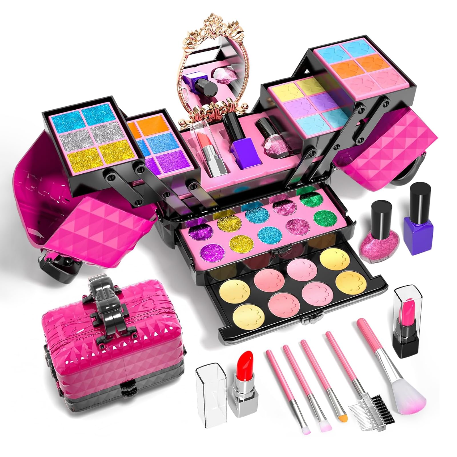 Makeup Set, Girls, Toy, Children's Cosmetics Set, 4, 5, 6, 7, 8, 9, 10, 11, 12, 13 Years Old, Girls, Birthday Gift, Christmas Gift, Washable and Harmless Children's Makeup Set, Children's Dresser,