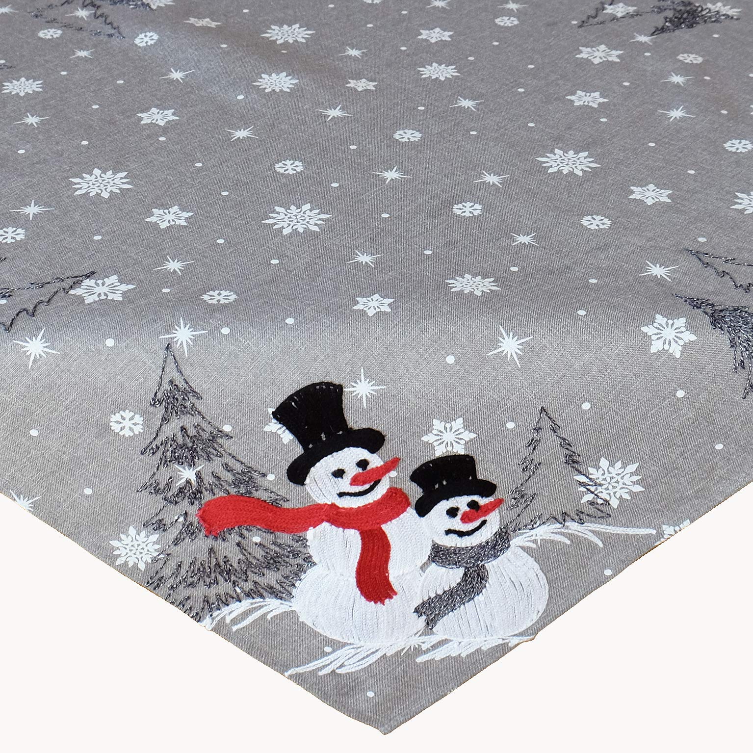 Tablecloth Embroidery Snowmen Tablecloth Christmas Decoration Christmas Tablecloth (85 x 85 cm)