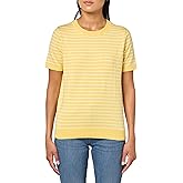 Nautica Women's V Neck Stripe Short Sleeve Sweater