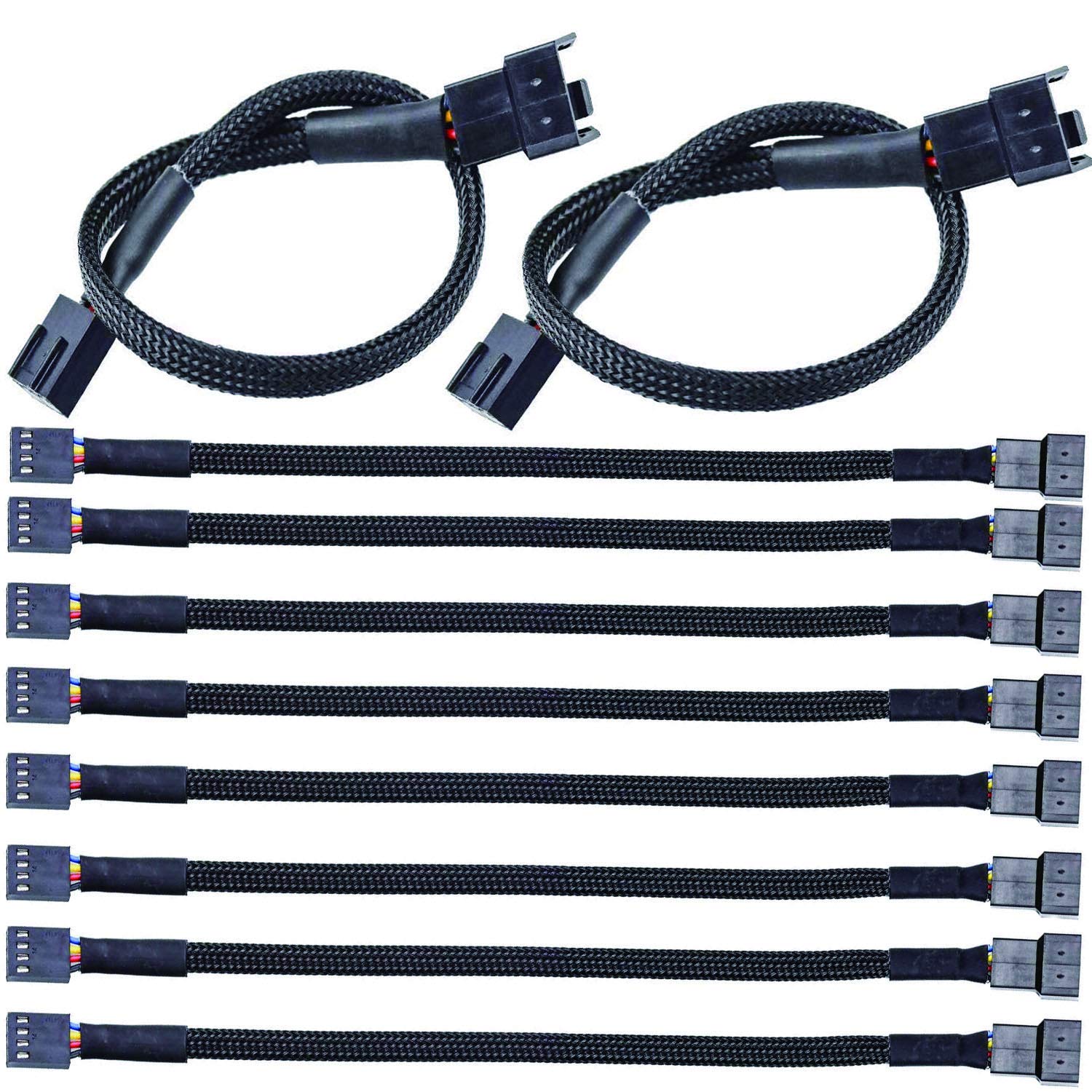 VISSQH 10Pack 4-Pin PWM Fan Cable, pc fan extension cable, pwm extension cable, Male to Female Extending Fan Cables, for Computer ATX Case 4-Pin/ /3-Pin Cooling Fan Cable