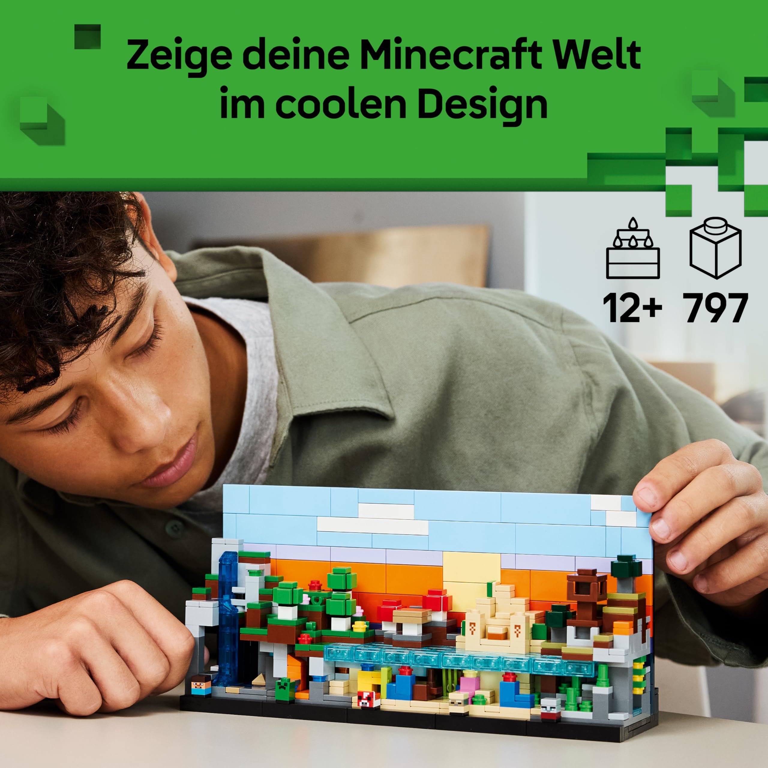 LEGO Minecraft Mini-Biome - DIY Deko Set - 3D Puzzle mit 5 Mikrofiguren - Kreatives Spielset zum Bauen und Sammeln - Gamer Geschenk für Jungen, Mädchen und Teenager ab 12 Jahren - 21589 2
