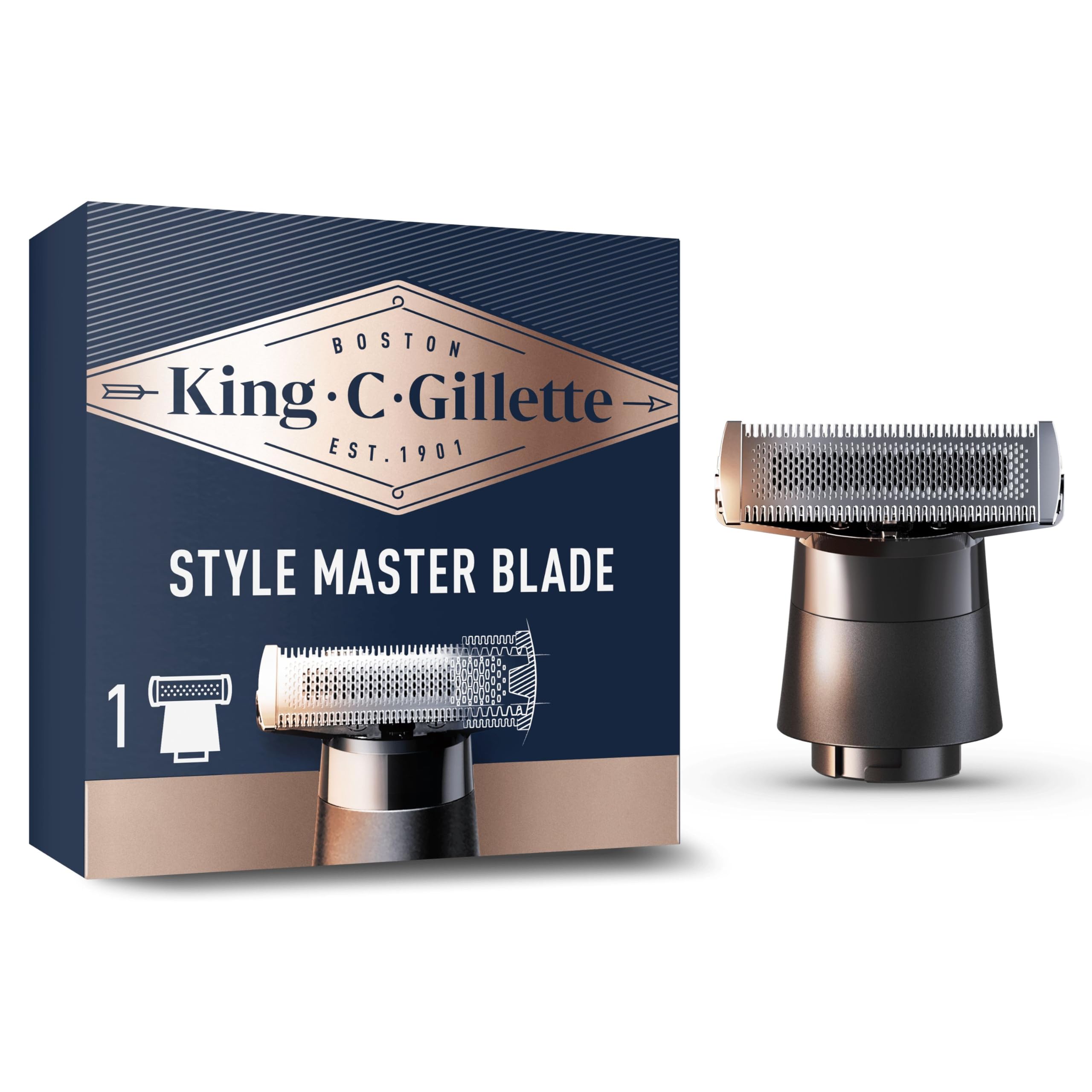 King C. Gillette Style Master Razor Blades Men, One 4-Directional Metal Razor Blade Refill, Compatible with Style Master Cordless Stubble Trimmer