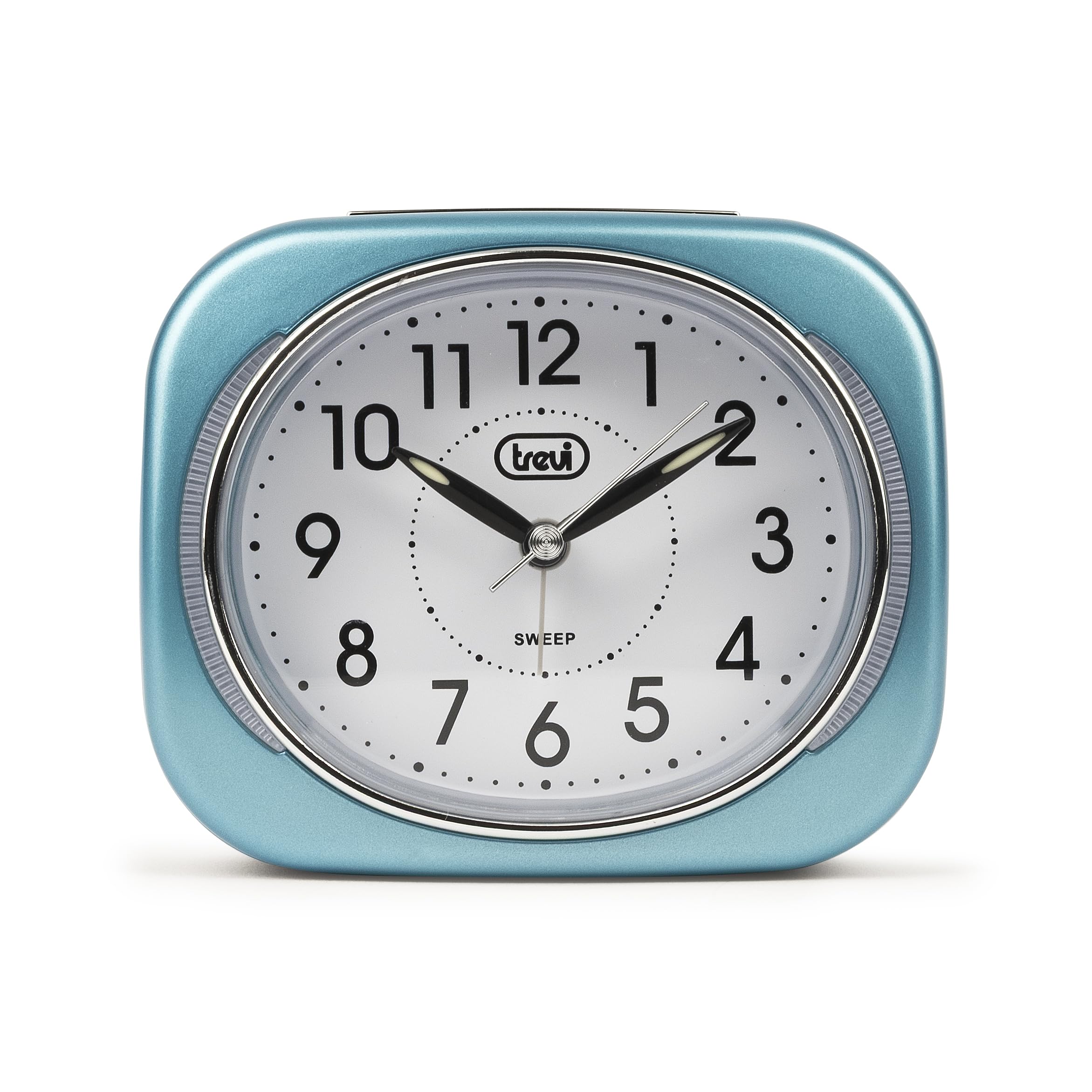 Trevi Retro Bedside/Travel Alarm Clock with LED Backlight and Silent Sweep Second Hand, Plastic, Blue