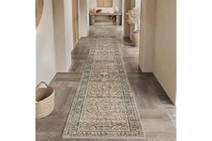 WondRg 3x10 Washable Runner Rug Brown Vintage Distressed Hallway Kitchen Non Slip Low Pile Area Rug Living Room Bedroom Throw Rug Soft Indoor Carpet for Entrance Laundry Dining Room Bathroom
