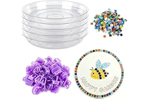 U0U 5PCS Stepping Stone Kit Includes Round Cement Molds, Mosaic Tiles and Carving Tools,DIY Garden Stepping Stone kit for Kid