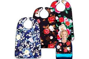 TaoTazon Adult Bibs, Adult Bibs for Women Eating Washable, Clothing Protectors Bibs with Crumb Catcher