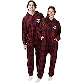 FOCO NCAA unisex-adult Ncaa College Team Logo Plaid Pajamas One Piece Onesie