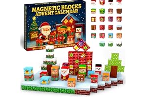 Rubypop Christmas Advent Calendar 2025 for Kids, 24 Day Holiday Countdown Calendars with Magnetic Blocks Set, Santa Elf Snowm